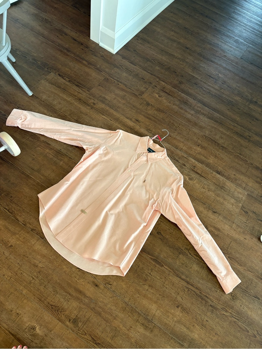 Ralph Lauren Peach Long-Sleeve Button-Up Dress Shirt